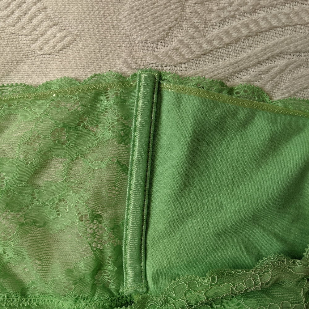 FREE PEOPLE - Intimately FP Galloon Lace Green Scalloped Cropped Bandeau Bra L - Picture 5 of 11